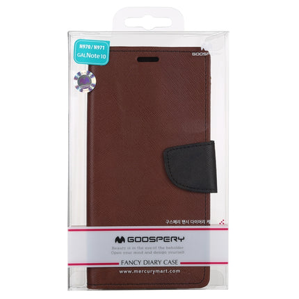 For Galaxy Note 10 MERCURY GOOSPERY FANCY DIARY Horizontal Flip Leather Case with Holder & Card Slots & Wallet(Brown)-garmade.com