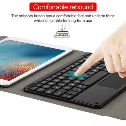 Universal Detachable Bluetooth Keyboard + Leather Tablet Case with Touchpad for iPad 9-10 inch, Specification:Black Keyboard(Black)-garmade.com