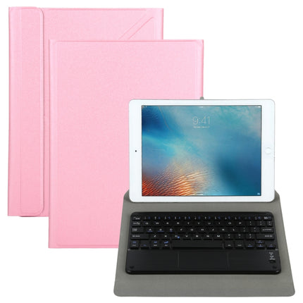 Universal Detachable Bluetooth Keyboard + Leather Tablet Case with Touchpad for iPad 9-10 inch, Specification:Black Keyboard(Pink)-garmade.com