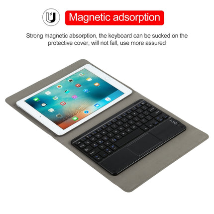 Universal Detachable Bluetooth Keyboard + Leather Tablet Case with Touchpad for iPad 9-10 inch, Specification:Black Keyboard(Pink)-garmade.com