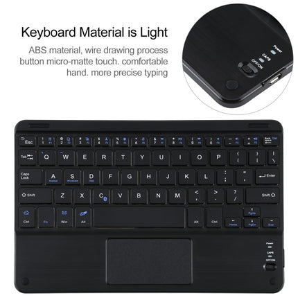 Universal Detachable Bluetooth Keyboard + Leather Tablet Case with Touchpad for iPad 9-10 inch, Specification:Black Keyboard(Gold)-garmade.com