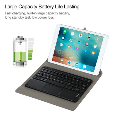 Universal Detachable Bluetooth Keyboard + Leather Tablet Case with Touchpad for iPad 9-10 inch, Specification:Black Keyboard(Blue)-garmade.com