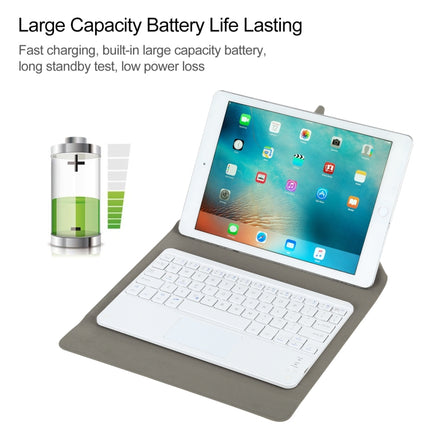 Universal Detachable Bluetooth Keyboard + Leather Tablet Case with Touchpad for iPad 9-10 inch, Specification:White Keyboard(Black)-garmade.com