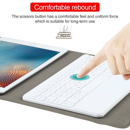 Universal Detachable Bluetooth Keyboard + Leather Tablet Case with Touchpad for iPad 9-10 inch, Specification:White Keyboard(Black)-garmade.com