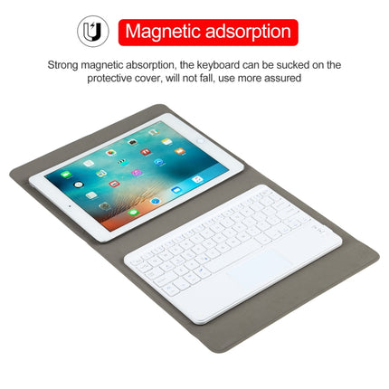 Universal Detachable Bluetooth Keyboard + Leather Tablet Case with Touchpad for iPad 9-10 inch, Specification:White Keyboard(Pink)-garmade.com