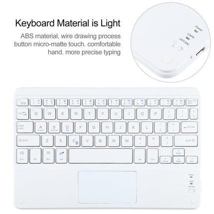 Universal Detachable Bluetooth Keyboard + Leather Tablet Case with Touchpad for iPad 9-10 inch, Specification:White Keyboard(Gold)-garmade.com