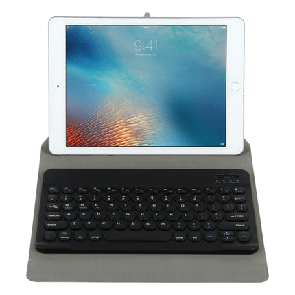Universal Round Keys Detachable Bluetooth Keyboard + Leather Tablet Case without Touchpad for iPad 9-10 inch, Specification:Black Keyboard(Black)-garmade.com