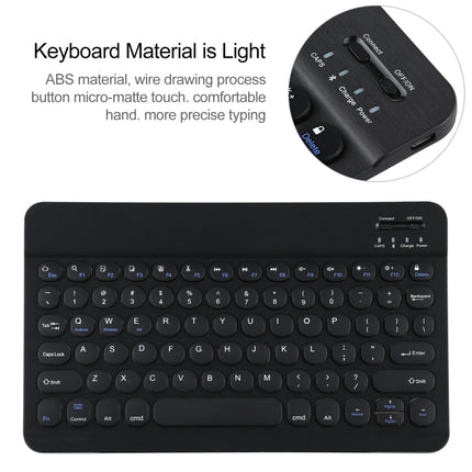 Universal Round Keys Detachable Bluetooth Keyboard + Leather Tablet Case without Touchpad for iPad 9-10 inch, Specification:Black Keyboard(Black)-garmade.com