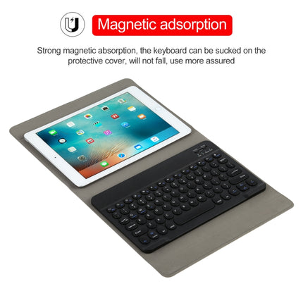 Universal Round Keys Detachable Bluetooth Keyboard + Leather Tablet Case without Touchpad for iPad 9-10 inch, Specification:Black Keyboard(Pink)-garmade.com