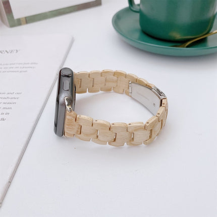 Wooden Bead Woven Watchband For Apple Watch Series 6 & SE & 5 & 4 44mm / 3 & 2 & 1 42mm(Beige)-garmade.com