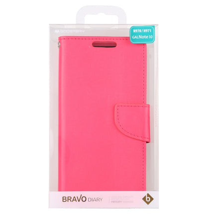 For Galaxy Note 10 MERCURY GOOSPERY BRAVO Series Crazy Horse Texture Horizontal Flip Leather Case with Holder & Card Slots & Wallet((Rose Red)-garmade.com