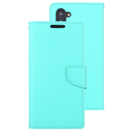 For Galaxy Note 10 MERCURY GOOSPERY BRAVO Series Crazy Horse Texture Horizontal Flip Leather Case with Holder & Card Slots & Wallet((Mint Green)-garmade.com