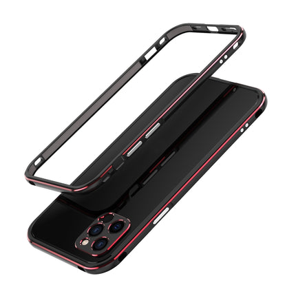 Aurora Series Lens Protector + Metal Frame Protective Case For iPhone 12 Pro(Black Red)-garmade.com