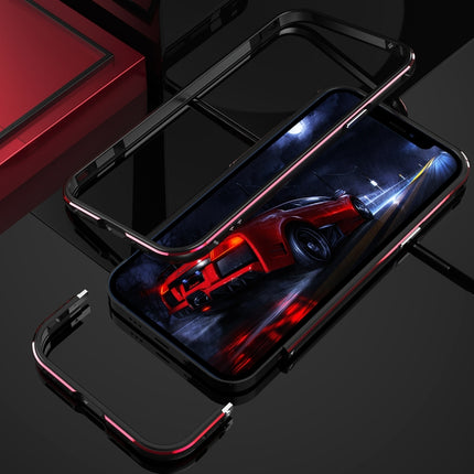 Aurora Series Lens Protector + Metal Frame Protective Case For iPhone 12 Pro(Black Red)-garmade.com