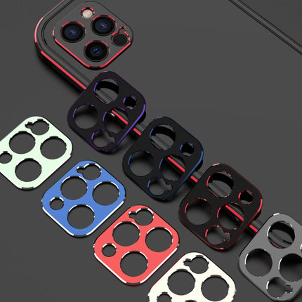 Aurora Series Lens Protector + Metal Frame Protective Case For iPhone 12 Pro(Black Purple)-garmade.com