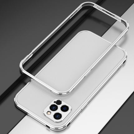 Aurora Series Lens Protector + Metal Frame Protective Case For iPhone 12 Pro(Silver)-garmade.com