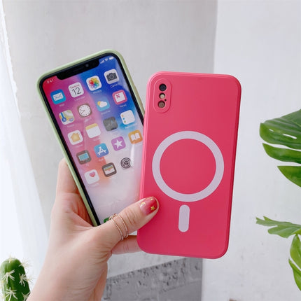 Liquid Silicone Full Coverage Shockproof Magsafe Case For iPhone X / XS(Red)-garmade.com