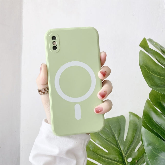 Liquid Silicone Full Coverage Shockproof Magsafe Case For iPhone XR(Light Green)-garmade.com