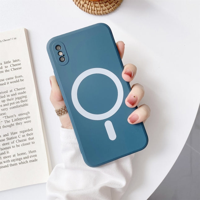 Liquid Silicone Full Coverage Shockproof Magsafe Case For iPhone XR(Green)-garmade.com