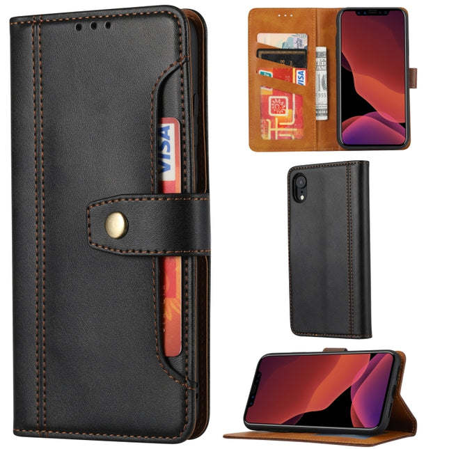 Calf Texture Double Fold Clasp Horizontal Flip Leather Case with Photo Frame & Holder & Card Slots & Wallet For iPhone XR(Black)-garmade.com