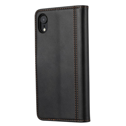 Calf Texture Double Fold Clasp Horizontal Flip Leather Case with Photo Frame & Holder & Card Slots & Wallet For iPhone XR(Black)-garmade.com