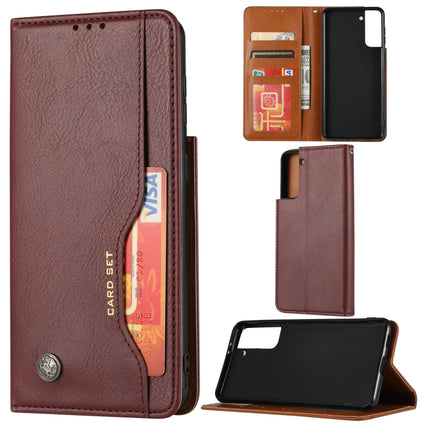 For Samsung Galaxy S21 5G Knead Skin Texture Horizontal Flip Leather Case with Photo Frame & Holder & Card Slots & Wallet(Wine Red)-garmade.com