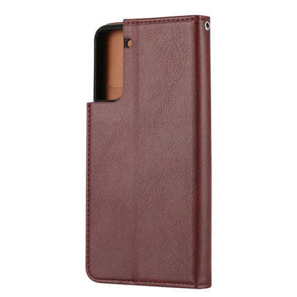 For Samsung Galaxy S21 5G Knead Skin Texture Horizontal Flip Leather Case with Photo Frame & Holder & Card Slots & Wallet(Wine Red)-garmade.com