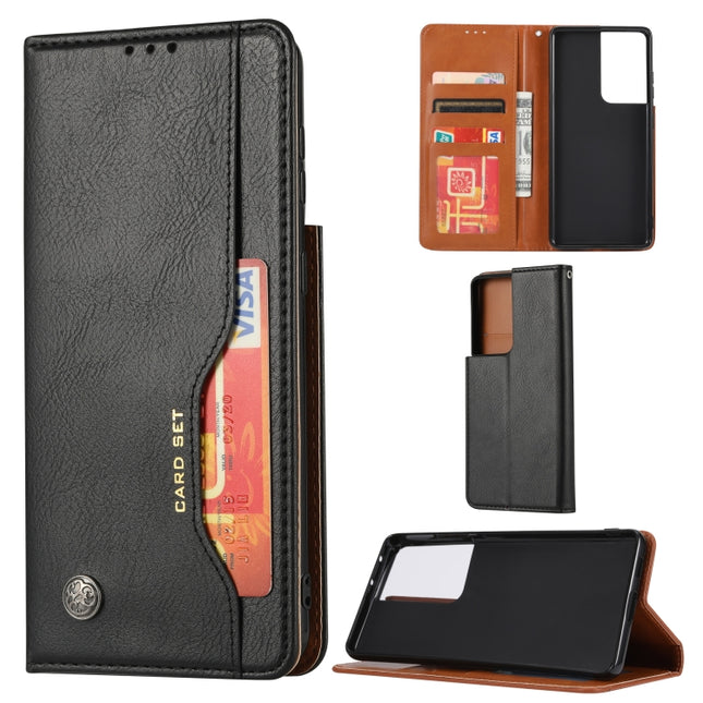 For Samsung Galaxy S21 Ultra 5G Knead Skin Texture Horizontal Flip Leather Case with Photo Frame & Holder & Card Slots & Wallet(Black)-garmade.com