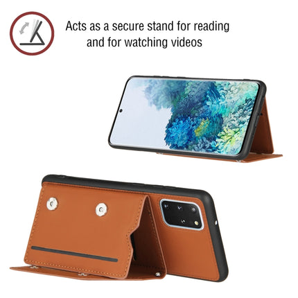 For Samsung Galaxy S20+ Skin Feel PU + TPU + PC Back Cover Shockproof Case with Card Slots & Holder & Photo Frame(Brown)-garmade.com