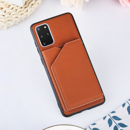 For Samsung Galaxy S20+ Skin Feel PU + TPU + PC Back Cover Shockproof Case with Card Slots & Holder & Photo Frame(Brown)-garmade.com