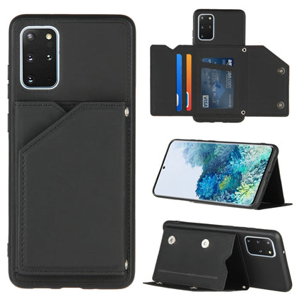 For Samsung Galaxy S20+ Skin Feel PU + TPU + PC Back Cover Shockproof Case with Card Slots & Holder & Photo Frame(Black)-garmade.com