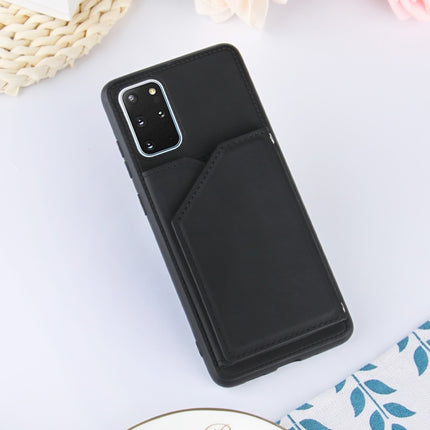 For Samsung Galaxy S20+ Skin Feel PU + TPU + PC Back Cover Shockproof Case with Card Slots & Holder & Photo Frame(Black)-garmade.com