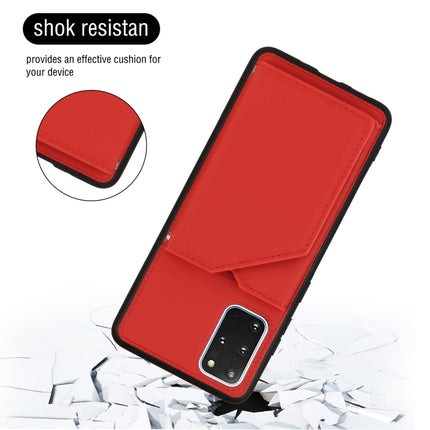 For Samsung Galaxy S20+ Skin Feel PU + TPU + PC Back Cover Shockproof Case with Card Slots & Holder & Photo Frame(Red)-garmade.com