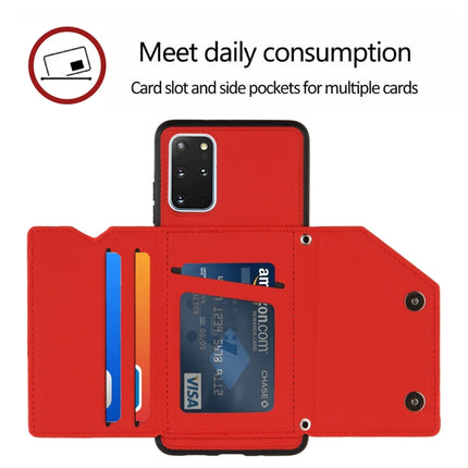 For Samsung Galaxy S20+ Skin Feel PU + TPU + PC Back Cover Shockproof Case with Card Slots & Holder & Photo Frame(Red)-garmade.com