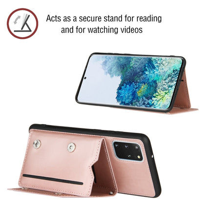 For Samsung Galaxy S20+ Skin Feel PU + TPU + PC Back Cover Shockproof Case with Card Slots & Holder & Photo Frame(Rose Gold)-garmade.com