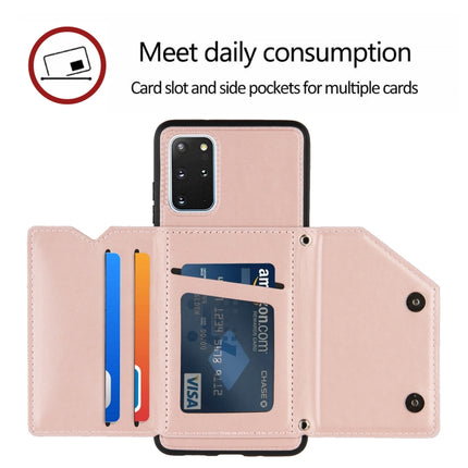 For Samsung Galaxy S20+ Skin Feel PU + TPU + PC Back Cover Shockproof Case with Card Slots & Holder & Photo Frame(Rose Gold)-garmade.com