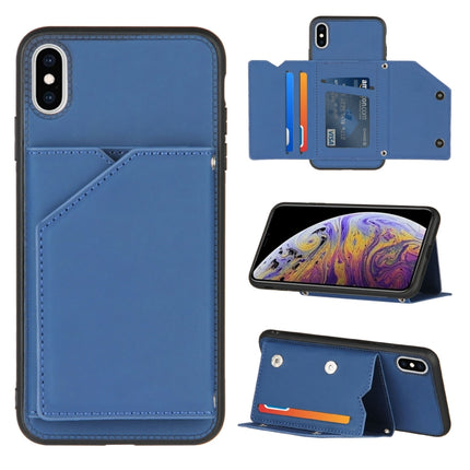 Skin Feel PU + TPU + PC Back Cover Shockproof Case with Card Slots & Holder & Photo Frame For iPhone X / XS(Royal Blue)-garmade.com