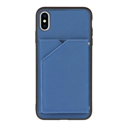 Skin Feel PU + TPU + PC Back Cover Shockproof Case with Card Slots & Holder & Photo Frame For iPhone X / XS(Royal Blue)-garmade.com