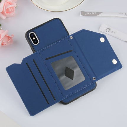 Skin Feel PU + TPU + PC Back Cover Shockproof Case with Card Slots & Holder & Photo Frame For iPhone X / XS(Royal Blue)-garmade.com