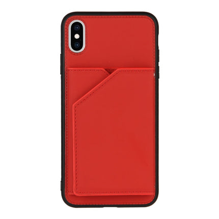 Skin Feel PU + TPU + PC Back Cover Shockproof Case with Card Slots & Holder & Photo Frame For iPhone X / XS(Red)-garmade.com