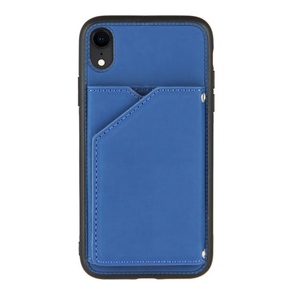 Skin Feel PU + TPU + PC Back Cover Shockproof Case with Card Slots & Holder & Photo Frame For iPhone XR(Royal Blue)-garmade.com