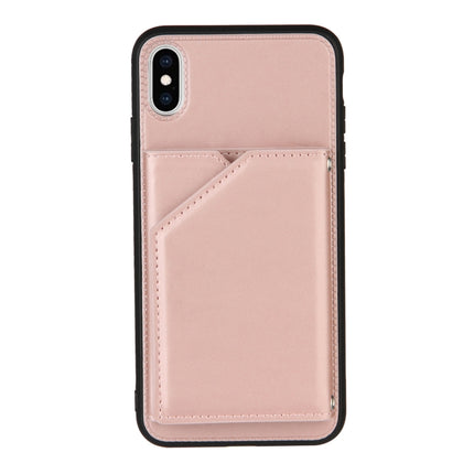 Skin Feel PU + TPU + PC Back Cover Shockproof Case with Card Slots & Holder & Photo Frame For iPhone XS Max(Rose Gold)-garmade.com