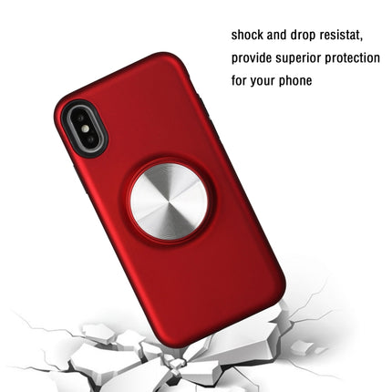TPU+PC 2 in 1 Shockproof Case with Magnetic Round Car Holder For iPhone XR(Red)-garmade.com