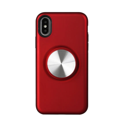 TPU+PC 2 in 1 Shockproof Case with Magnetic Round Car Holder For iPhone XS(Red)-garmade.com