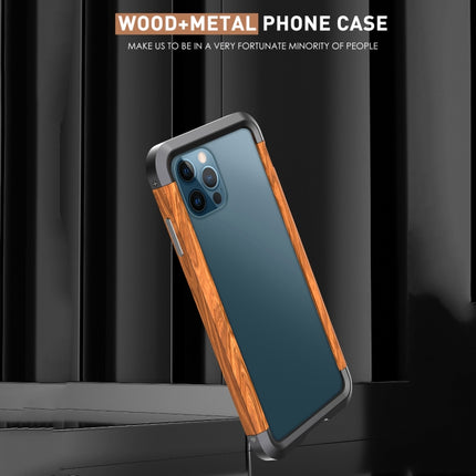 R-JUST Metal + Wood Frame Protective Case For iPhone 12 / 12 Pro-garmade.com