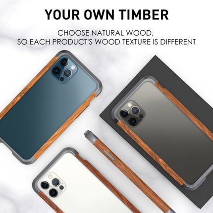 R-JUST Metal + Wood Frame Protective Case For iPhone 12 / 12 Pro-garmade.com