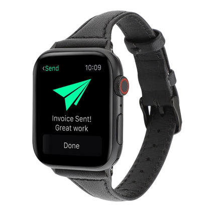 For Apple Watch Series 5 & 4 40mm / 3 & 2 & 1 38mm Crazy Horse Texture Genuine Leather Strap(Black)-garmade.com