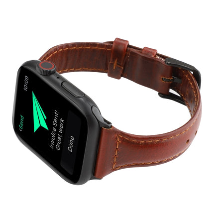 For Apple Watch Series 5 & 4 40mm / 3 & 2 & 1 38mm Crazy Horse Texture Genuine Leather Strap(Red Brown)-garmade.com