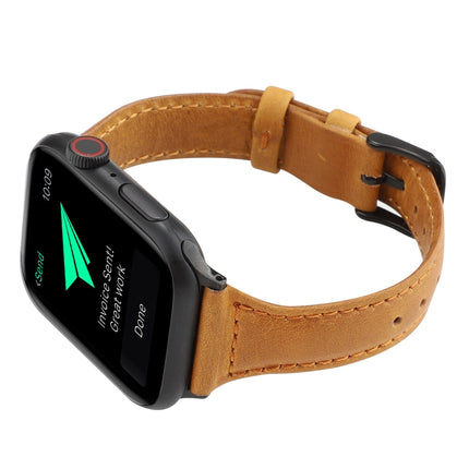 For Apple Watch Series 5 & 4 40mm / 3 & 2 & 1 38mm Crazy Horse Texture Genuine Leather Strap(Light Brown)-garmade.com