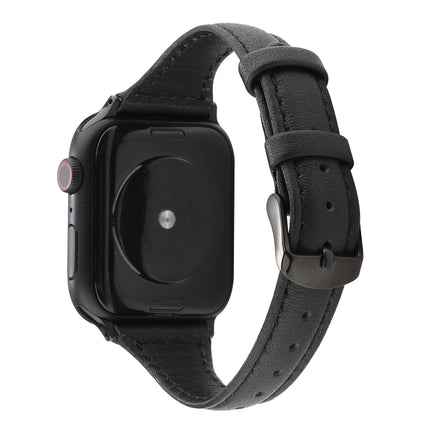 For Apple Watch Series 5 & 4 44mm / 3 & 2 & 1 42mm Crazy Horse Texture Genuine Leather Strap(Black)-garmade.com